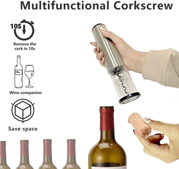 Kit de bouteille de vin électrique, bouteille de vin électrique, coffret cadeau avec bouteille de vin, bouteille de vin et bougie d'allumage, 5 en 1, argent