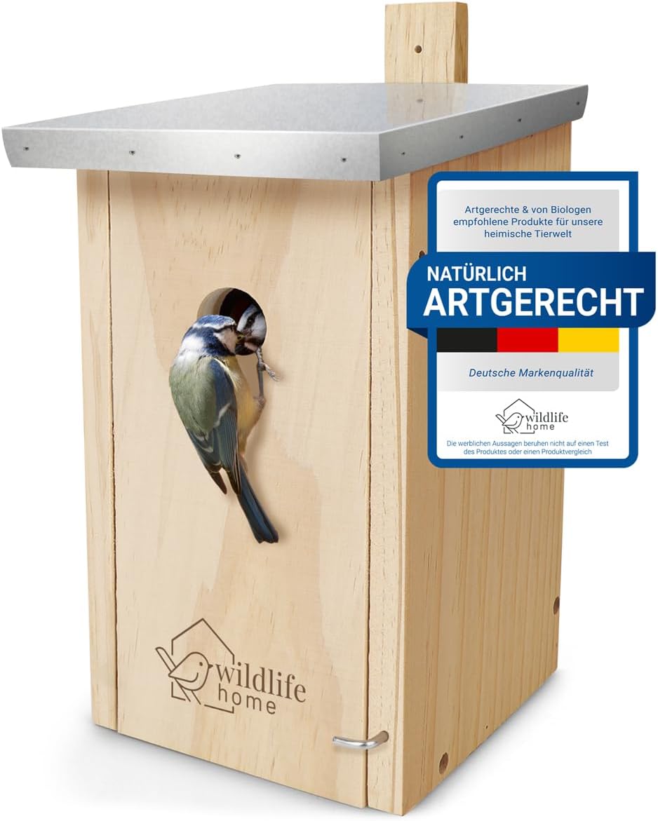 WILDLIFE HOME Nistkasten Meisen mit Metalldach aus verschraubtem Massiv-Holz