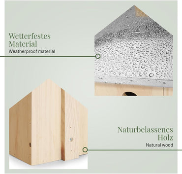 WILDLIFE HOME Nistkasten Meisen mit Metalldach aus verschraubtem Massiv-Holz