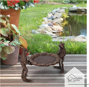 wildlife home Vogeltränke stehend 'Zwei Fröschlein' I Vogelfutterspender aus Gusseisen,