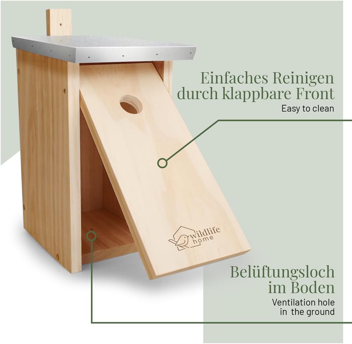 WILDLIFE HOME Nistkasten Meisen mit Metalldach aus verschraubtem Massiv-Holz