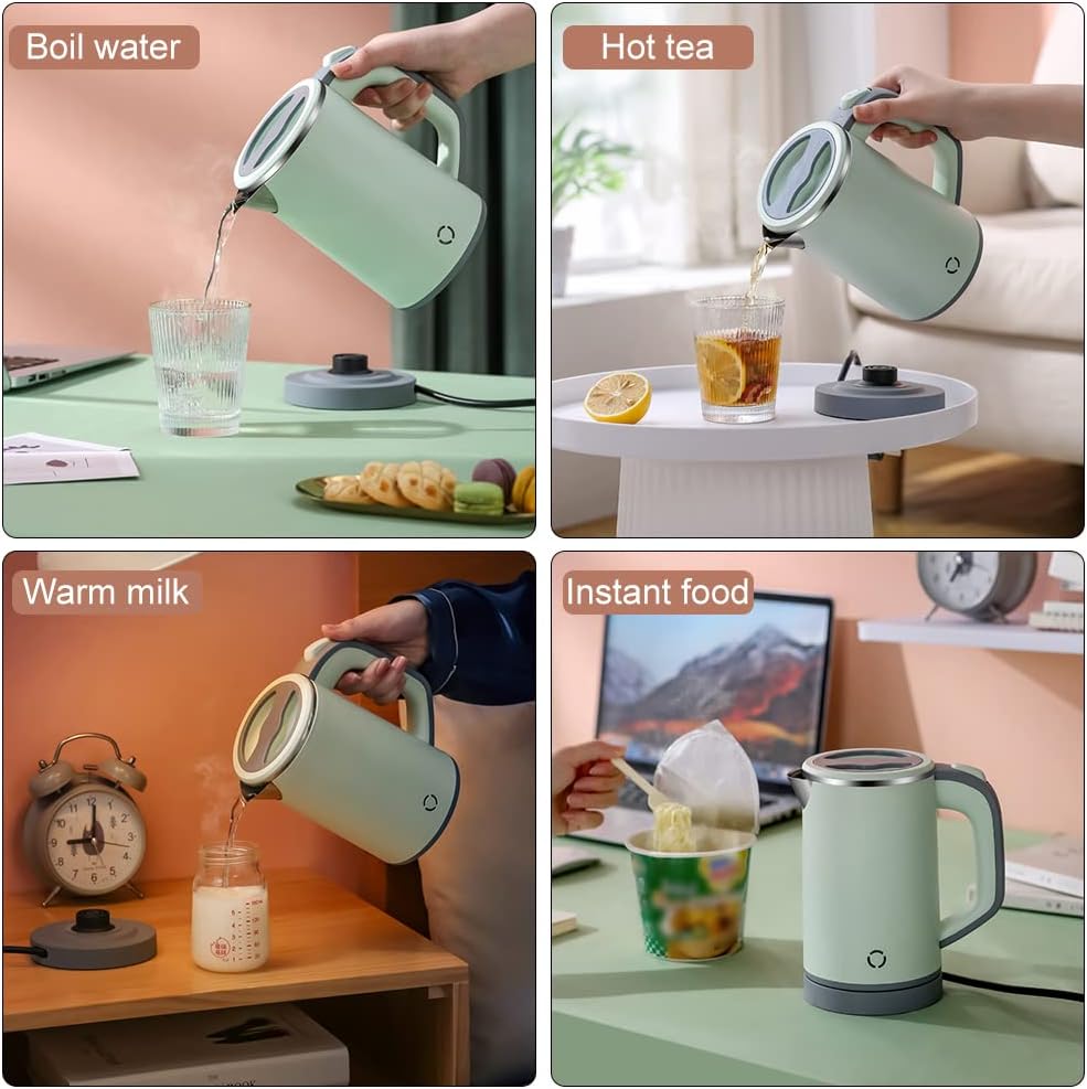 Woolala 0,8 L elektrischer Wasserkocher, 600 W, Edelstahl-Reisewasserkocher