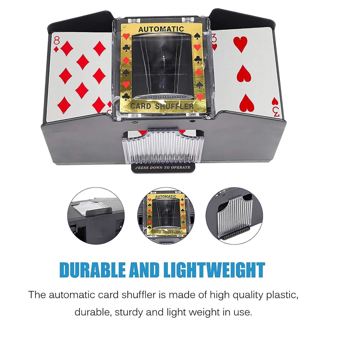 Wowlela Card Shuffler, Automatische Kartenmischmaschine 4 Deck für Poker, Rommé, UNO, Texas Holdem und Blackjack