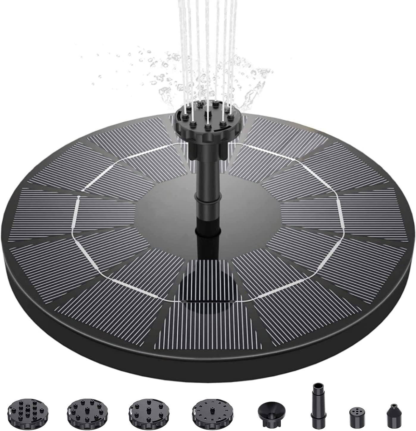 WOHOOH Solar Springbrunnen mit 3W Solar Panel mit 6 Düsens für gartendekoration