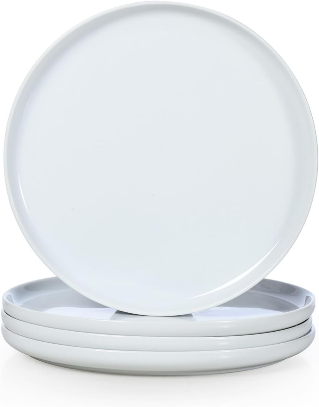 WishDeco Speiseteller Groß 4er Set, Kuchenteller Weiss 25 cm, Keramik Frühstücksteller
