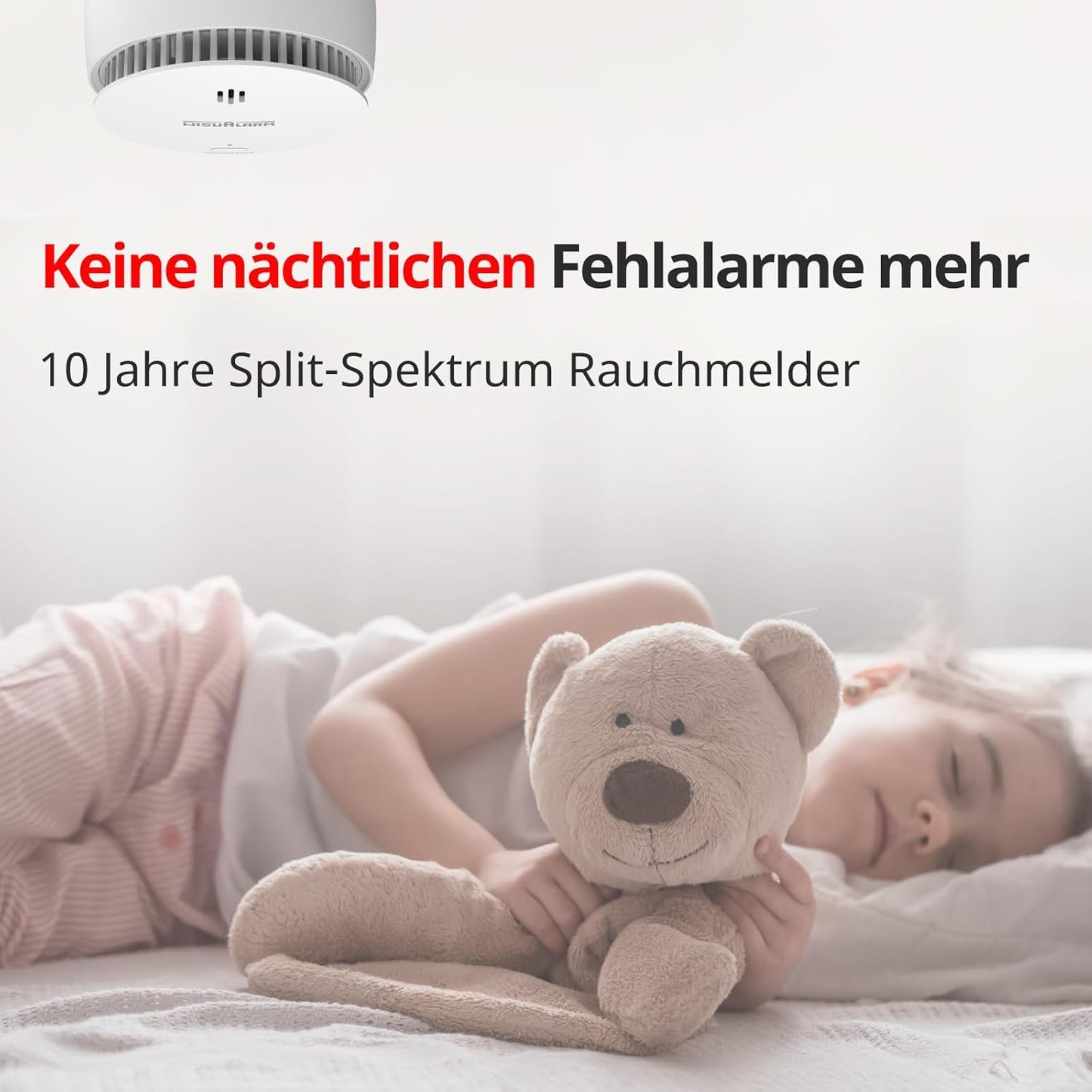 Wisualarm Rauchmelder 10 Jahre Batterie Brandmelder Ohne Bohren, TÜV (5 Stück)