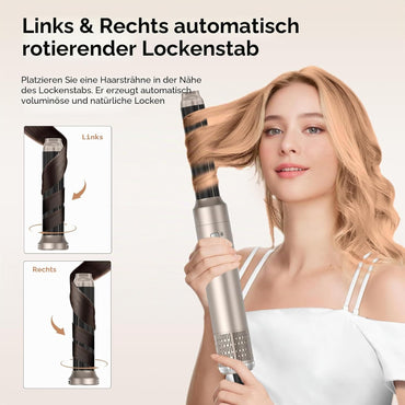 Airstyler 6 in 1 Hairstyler WT-632 1000W mit Air Lockenstäbe Warmluftbürste Föhn..Gold