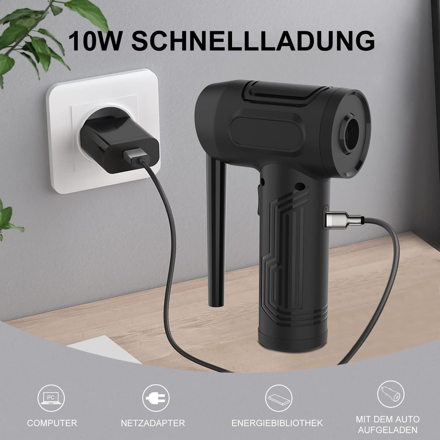 Woowind Elektrische Staubgebläse 50000RPM Druckluftspray PC Reinigung, USB , Air Duster, Schwarz