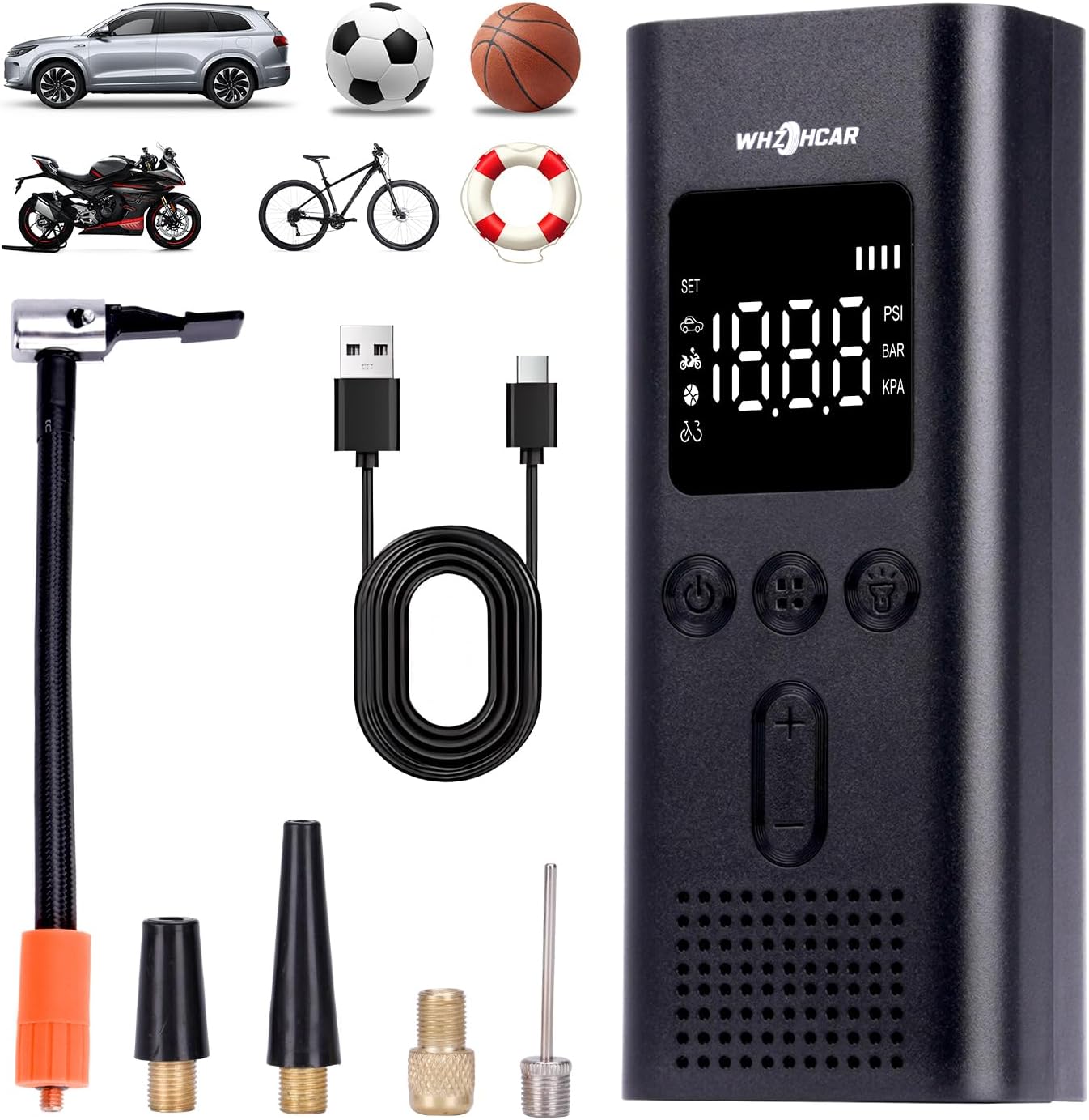 Elektrische Luftpumpe 6000mAh Wiederaufladbarer Autoreifen Pumpe 150PSI