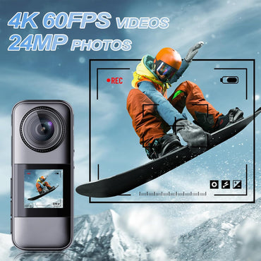Xilecam Dual Screen Action Cam 4K 60FPS 2,2”-HD-Touchscreen, wasserdichte