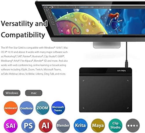 XP-PEN Star G640 Grafiktablett 6x4 Zoll Zeichentablett OSU! Pad mit batterielosem Stift 20 Ersatzminen