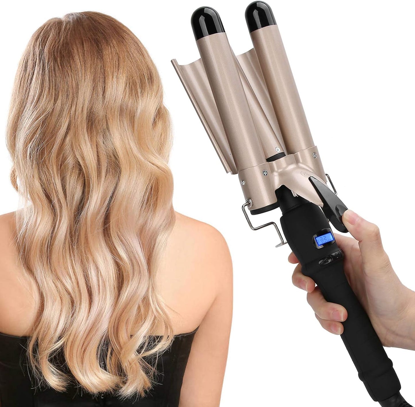 3 Barrel 80-210 ℃ Elektrische Haarcrimper Hair Waver Big Wave Lockenstab für einzigartiges Haarstyling
