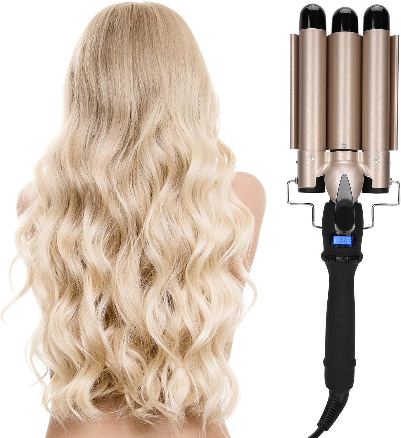 3 Barrel 80-210 ℃ Elektrische Haarcrimper Hair Waver Big Wave Lockenstab für einzigartiges Haarstyling