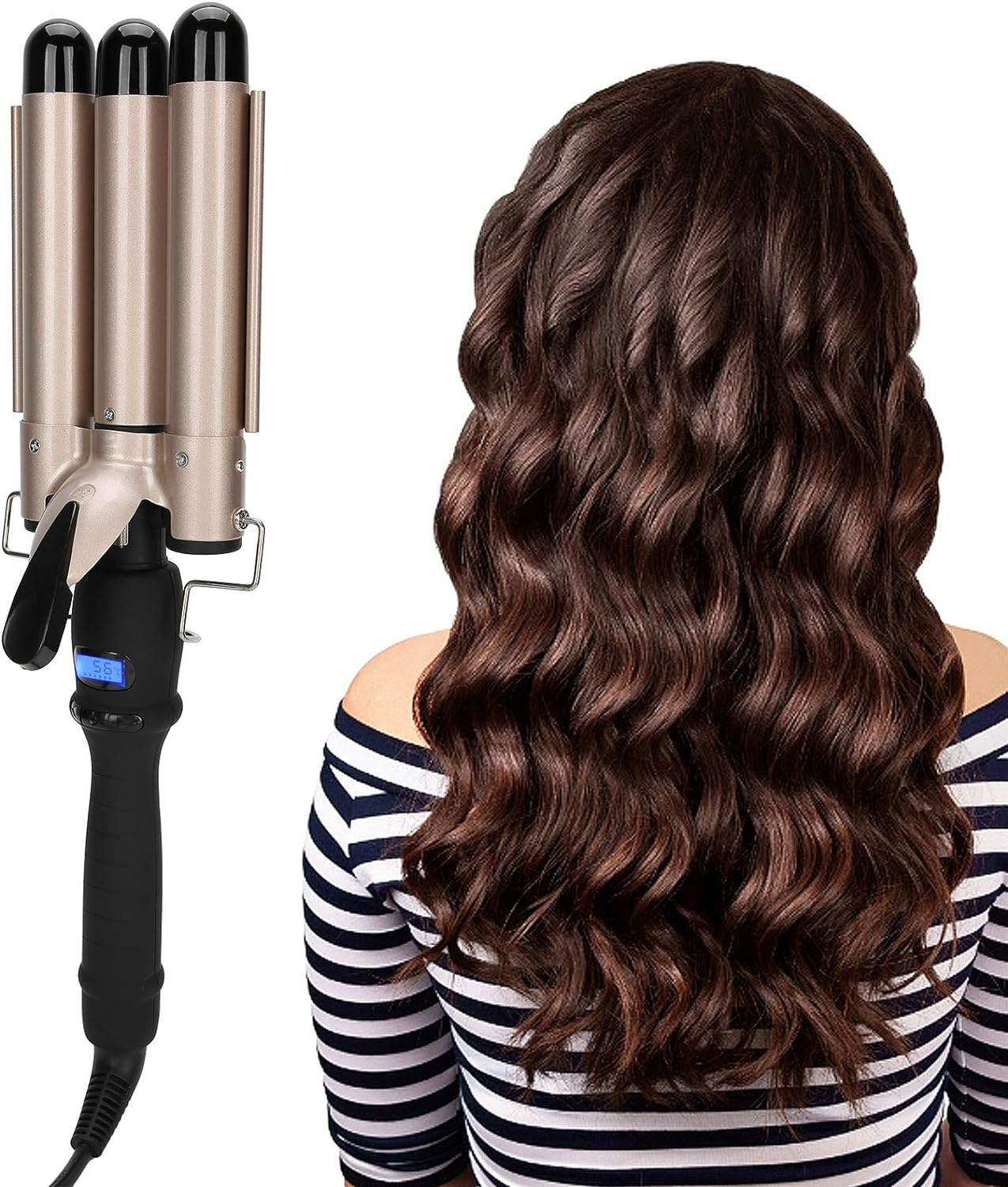 3 Barrel 80-210 ℃ Elektrische Haarcrimper Hair Waver Big Wave Lockenstab für einzigartiges Haarstyling