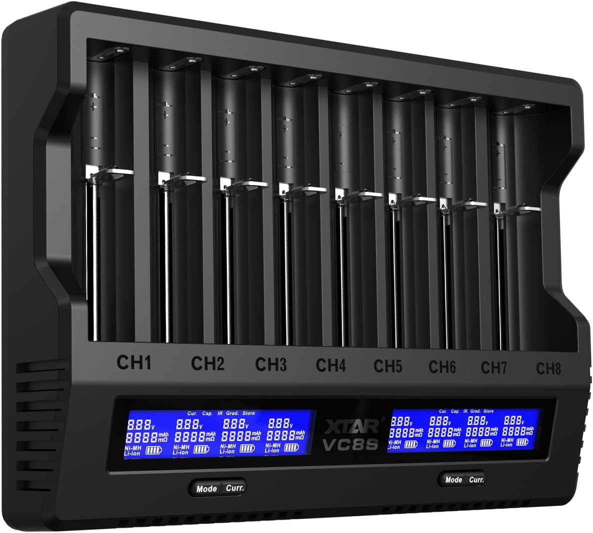 XTAR VC8S 18650 Universal Akkuladegerät USB C Schnellladegerät für 1.2V AA 21700 26650 Batterien