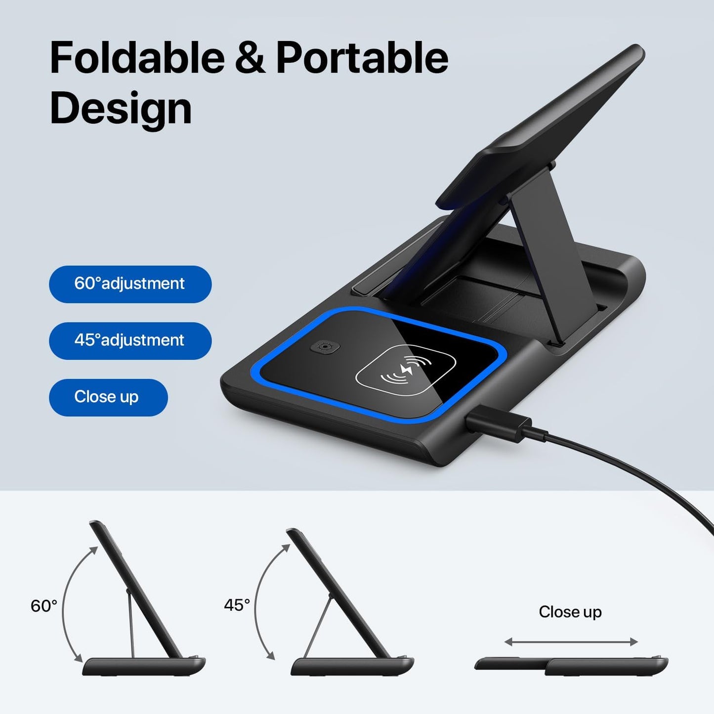Yoxinta 3-in-1-Ladestation für iPhone 16 15 14 13 12 11 X Pro Max & Apple Watch Schwarz