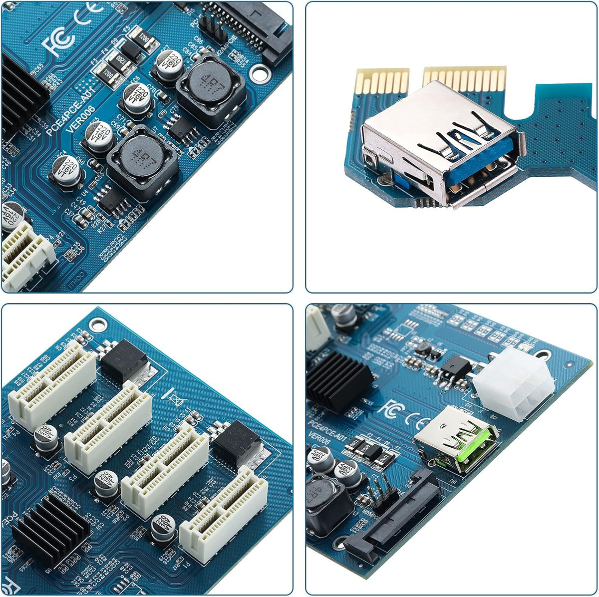 YABOANG PCI-E 1X bis 4 PCI-E 1X-Steckplätze, PCI Express Multiplier Riser Card Bitcoin Miner Device