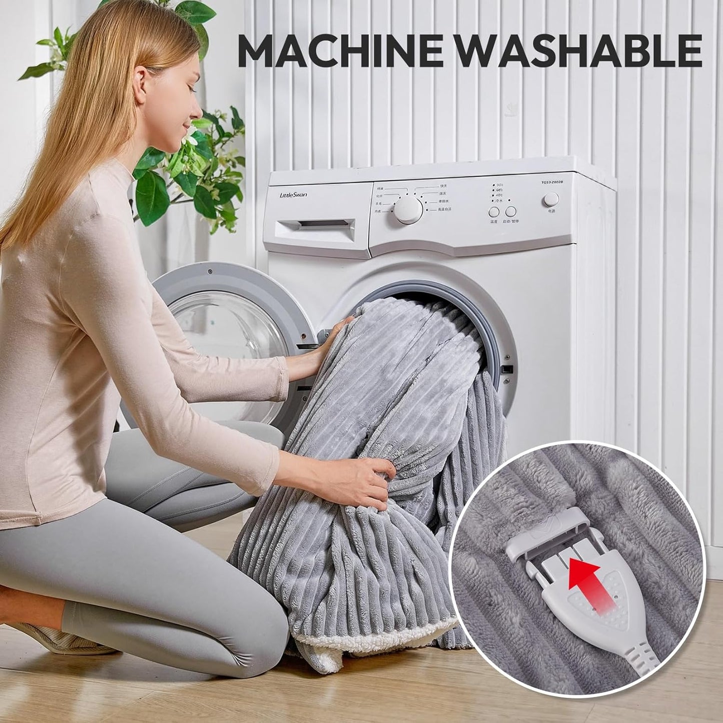 YDW Wärmedecke Heizdecke mit Abschaltautomatik - 200x180 cm Waschbar Grau