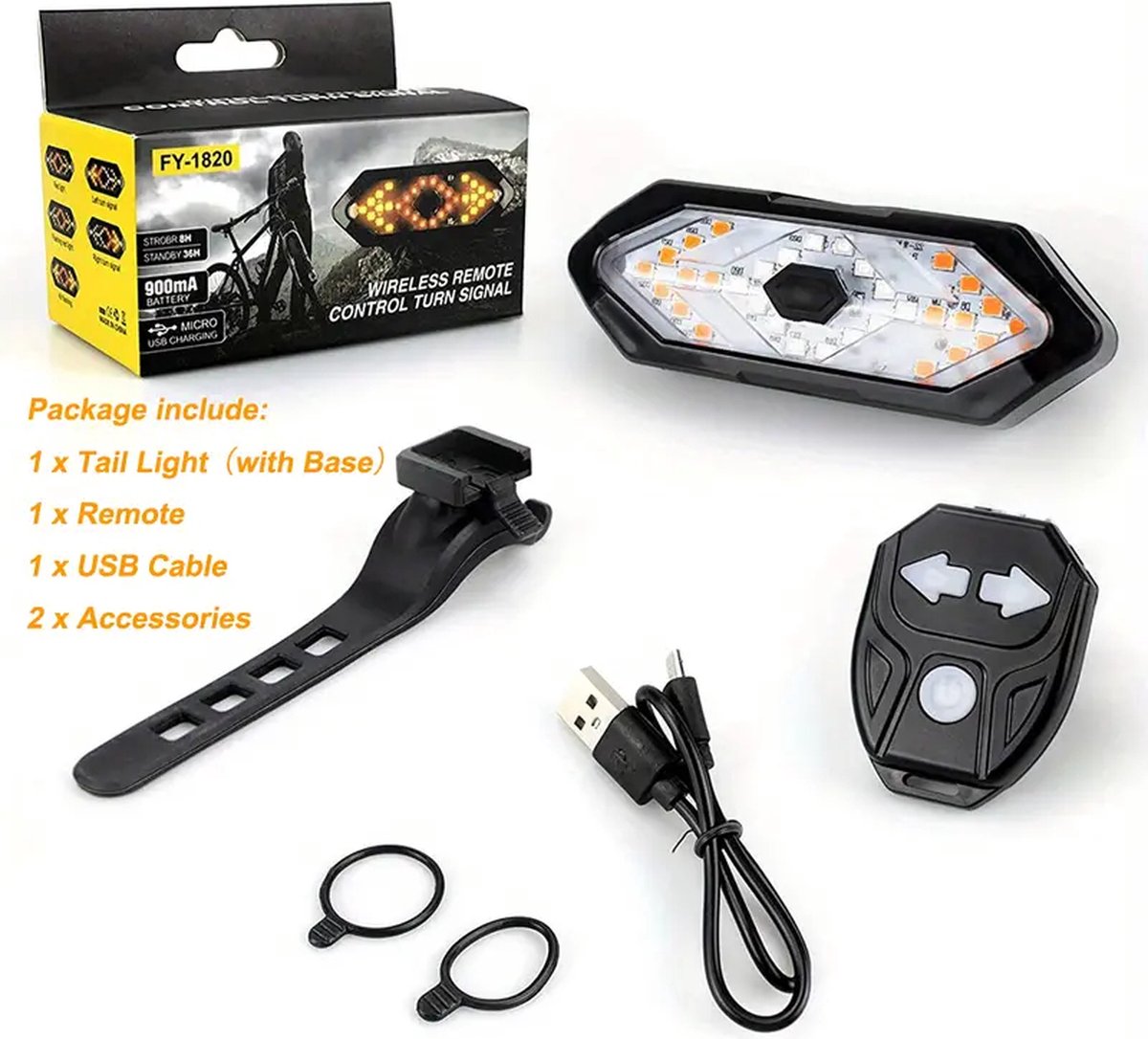 Yeahboom Fahrradblinker, E-Scooter Blinker,Rücklicht E Scooter,5 Modi, USB