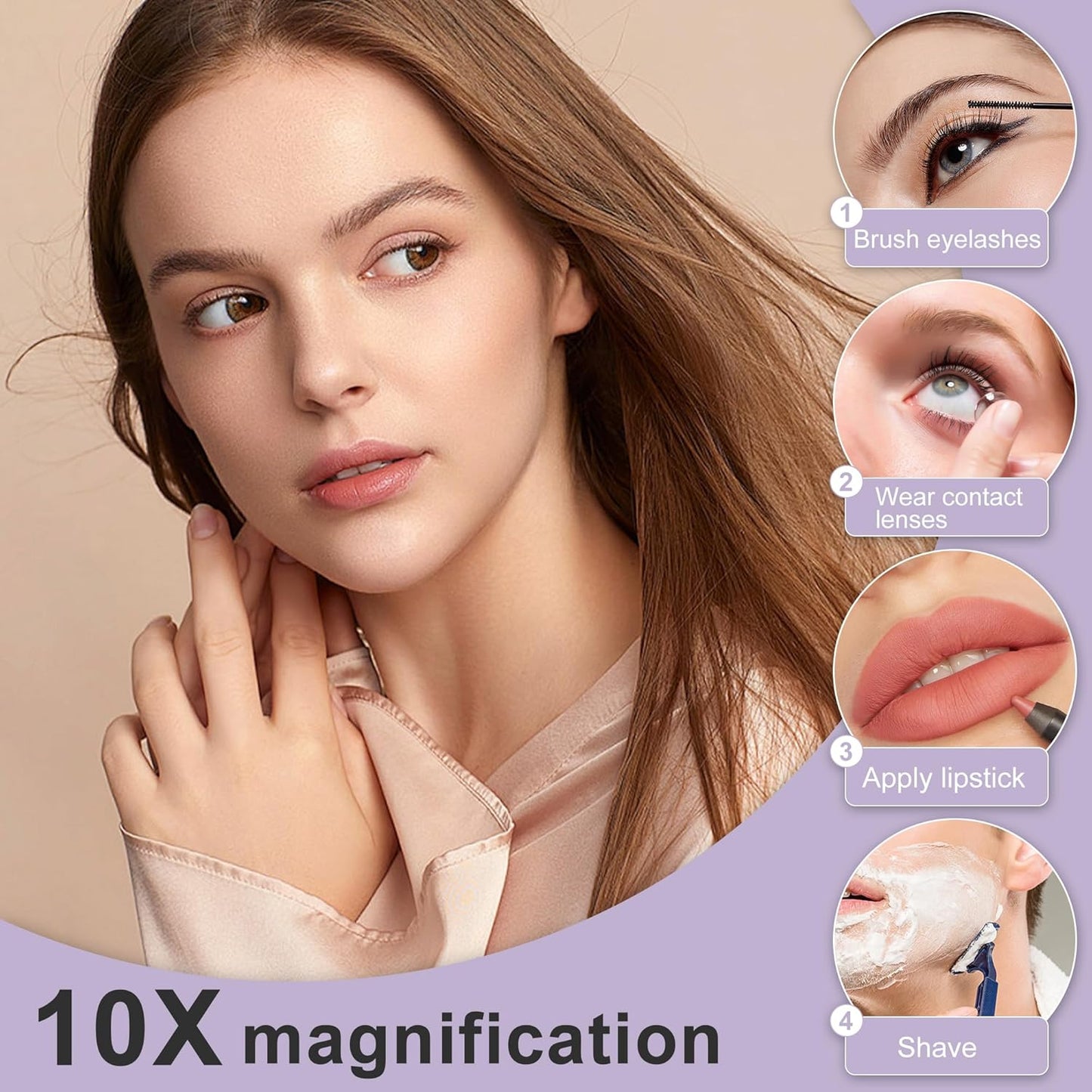 YNGTOUE 23cm Wand kosmetikspiegel mit Beleuchtung,Chrom 10x vergrößerung Badezimmer Rasierspiegel