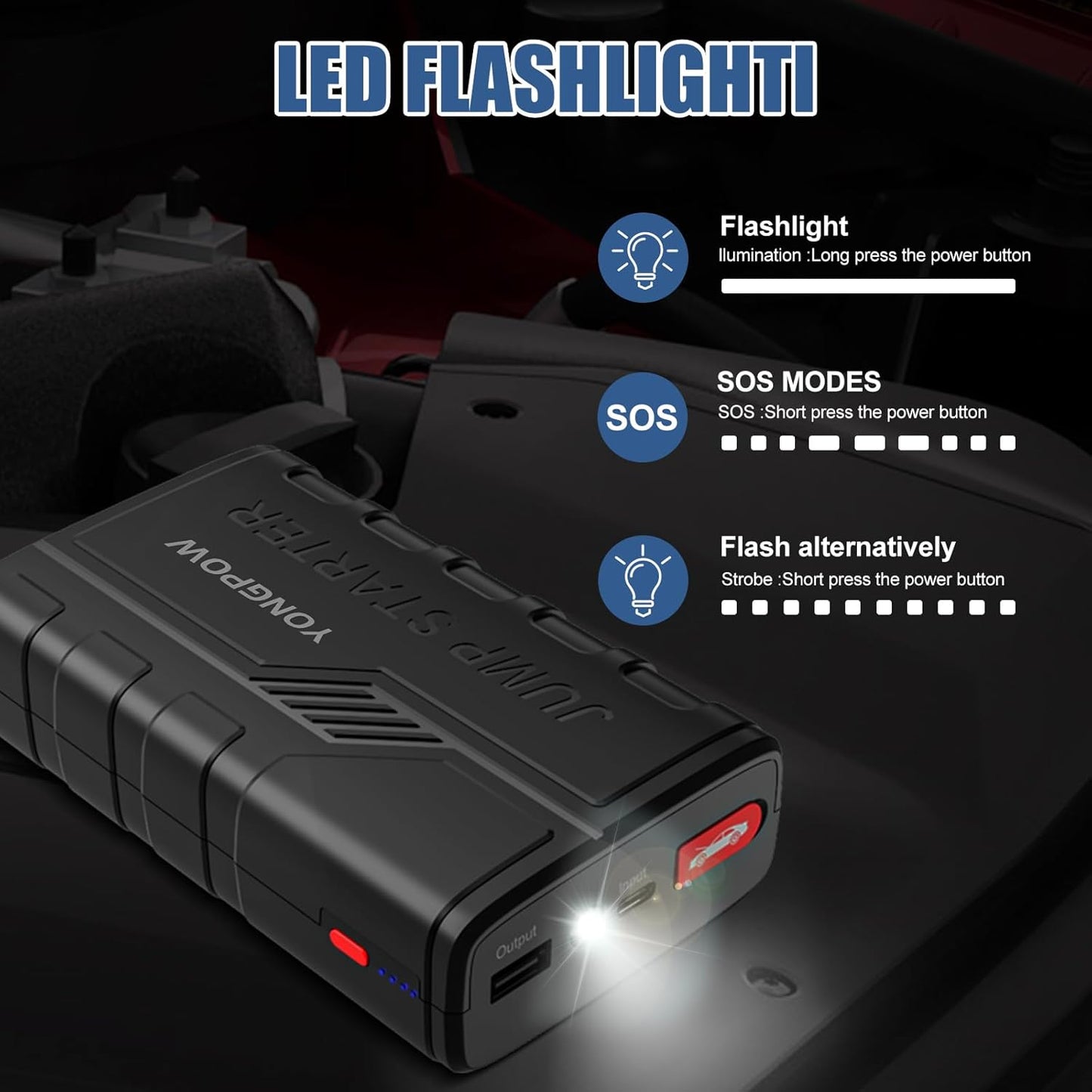 YONGPOW Starthilfe Powerbank 1200A 12V Tragbare Auto Batterie Booster Starter Powerbank