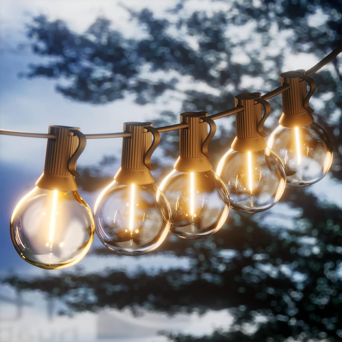 Yuucio G40 30M Lichterkette LED Außen, 30m, 50+2 G40Glühbirnen IP44 Wasserdicht