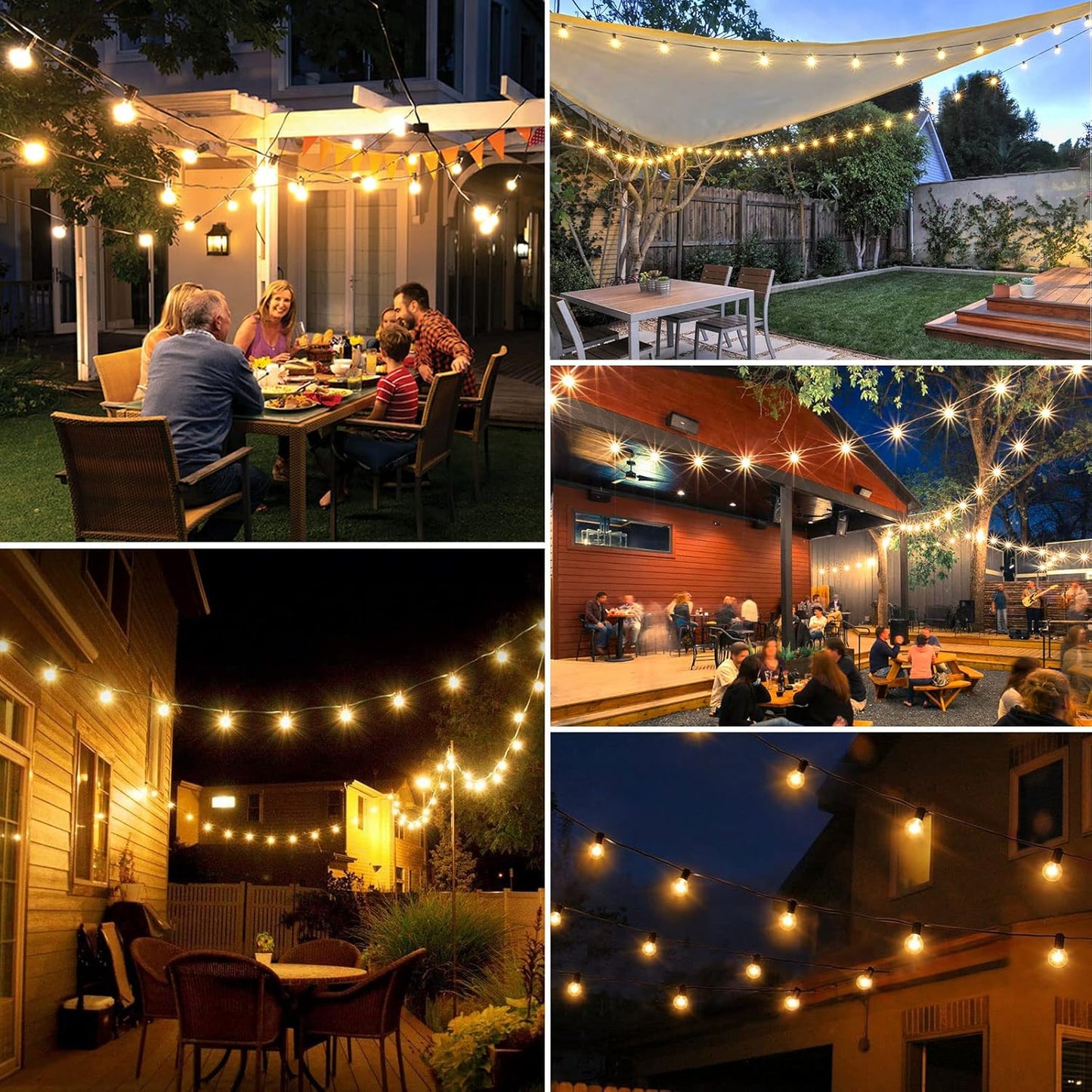 Yuucio G40 30M Lichterkette LED Außen, 30m, 50+2 G40Glühbirnen IP44 Wasserdicht