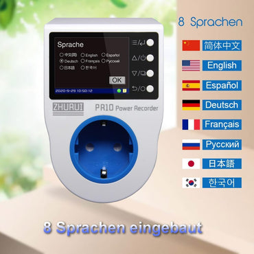 ZHURUI PR10-C EU16A (Deutsch-Stecker) Heimstrommesskasten, Stromkasten, Heimenergiezähler/Stromrekorder/Stromzähler/23 Watt