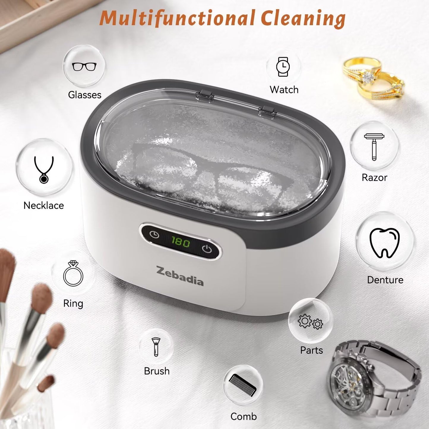 Zebadia Sonic Cleaner Schmuckreiniger: 600 ml Silber Schmuckreiniger Ultraschall-Maschine
