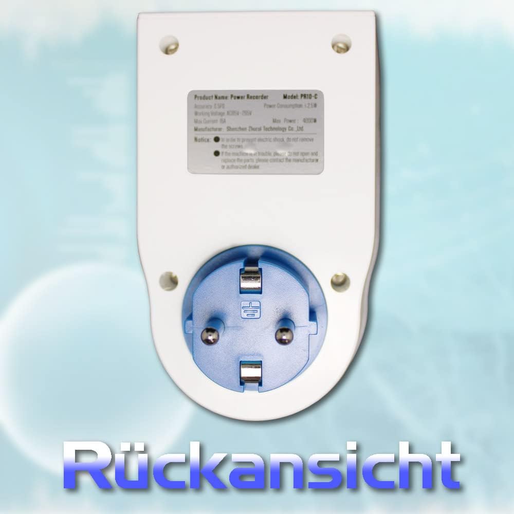 ZHURUI PR10-C EU16A (Deutsch-Stecker) Heimstrommesskasten, Stromkasten, Heimenergiezähler/Stromrekorder/Stromzähler/23 Watt