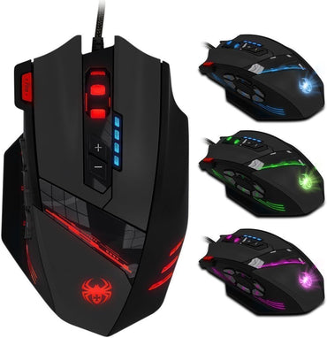 Zelotes Ergonomische Gaming-Maus, Kabelgebunden, 12 Programmierbare Tasten, 4000 DPI