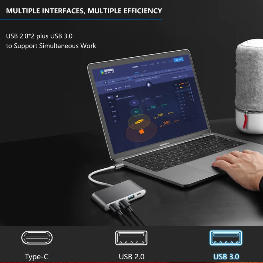 ZenXstore USB C Hub 4 in 1 - USB-Splitter - USB C Dock - USB 3.0 - 4K UHD HDMI - Apple / Chromebook / HP / Asus / Lenovo - Ethernet