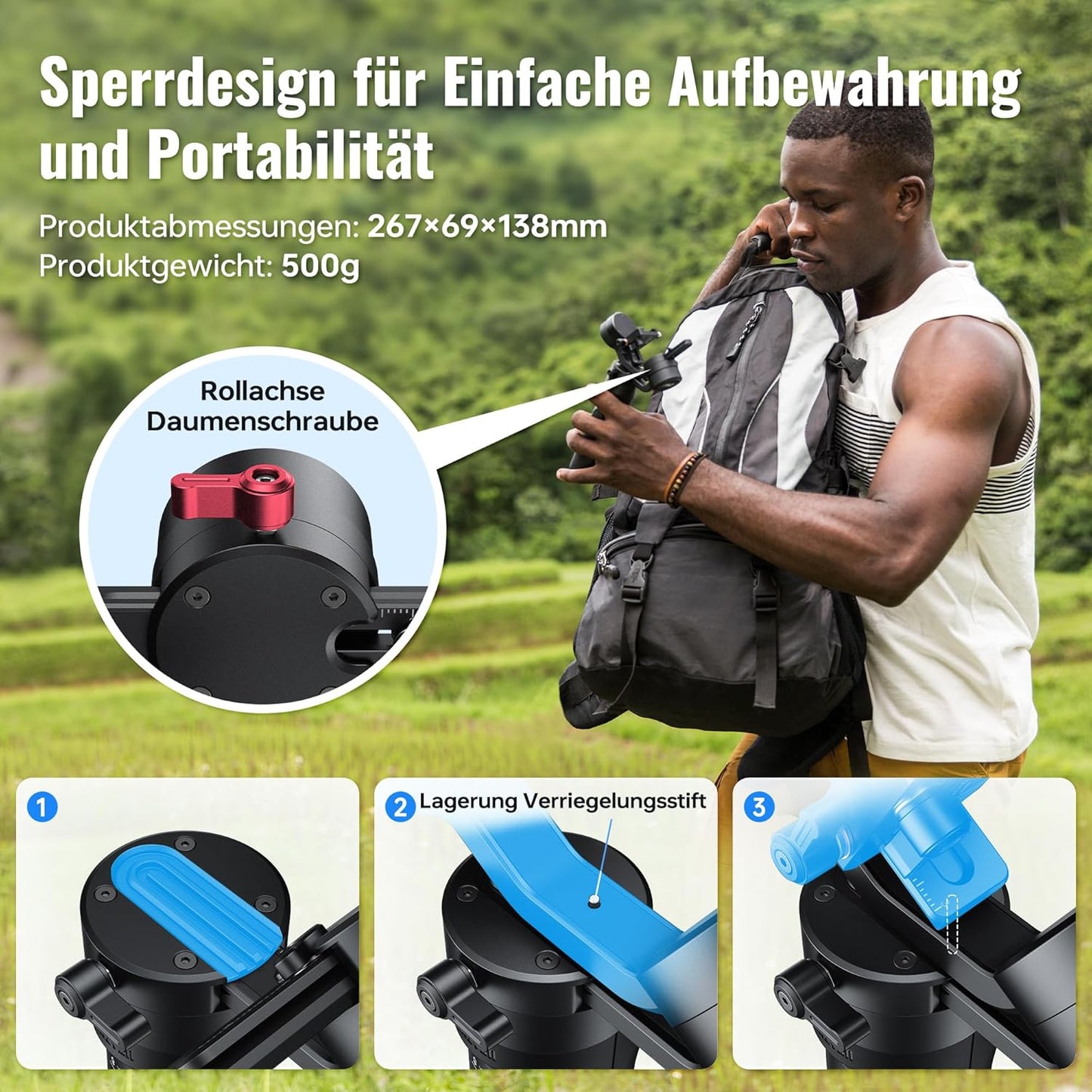 ZHIYUN Crane M2 Gimbal Stabilisator, 3-Achsen Kamera für Action Kamera