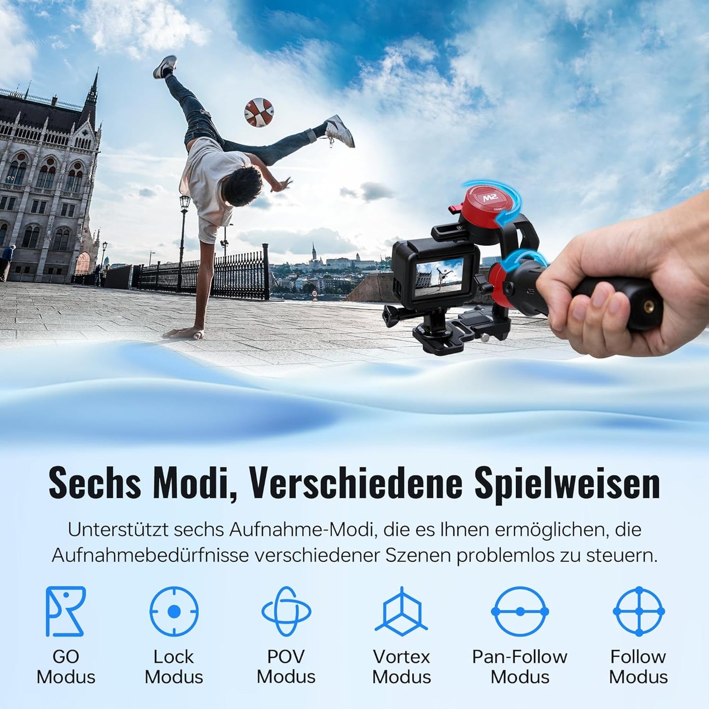 ZHIYUN Crane M2 Gimbal Stabilisator, 3-Achsen Kamera für Action Kamera