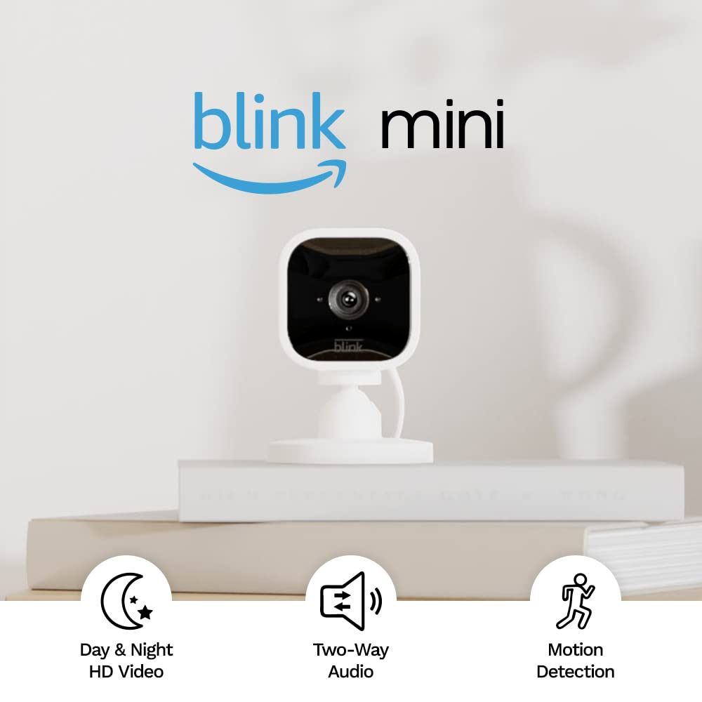 Blink Mini – Kompakte, smarte Plug-in-Sicherheitskamera für innen, 1080p-HD (Weiß)