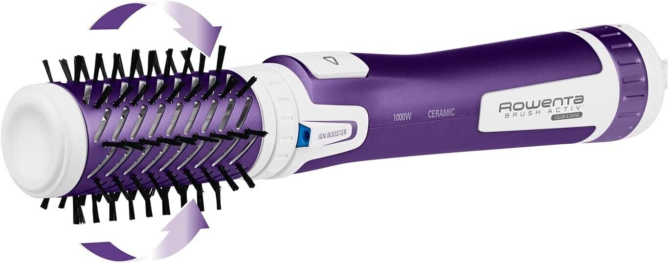 Rowenta CF9530 Rotierende Warmluftbürste Brush Activ Volume & Shine | Keramikbeschichtung | 3 Geschwindigkeitsstufen und Kaltstufe | Violett