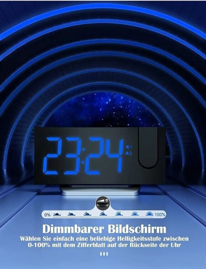 Radiowecker,Digital Wecker mit Projektion 180°,Projektionswecker mit USB