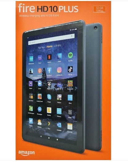 Amazon Fire HD 10 Plus Tablet (2021) Full HD Display, 32 GB, Octa-Core, 4 GB RAM, kabellose Ladefunktion, mit Spezialangeboten - Schiefergrau