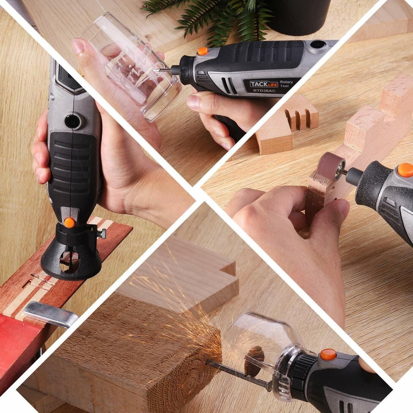 TACKLIFE RTD36AC Rotationswerkzeug, 200 W, variable Geschwindigkeit, mit 170 Zubehörteilen