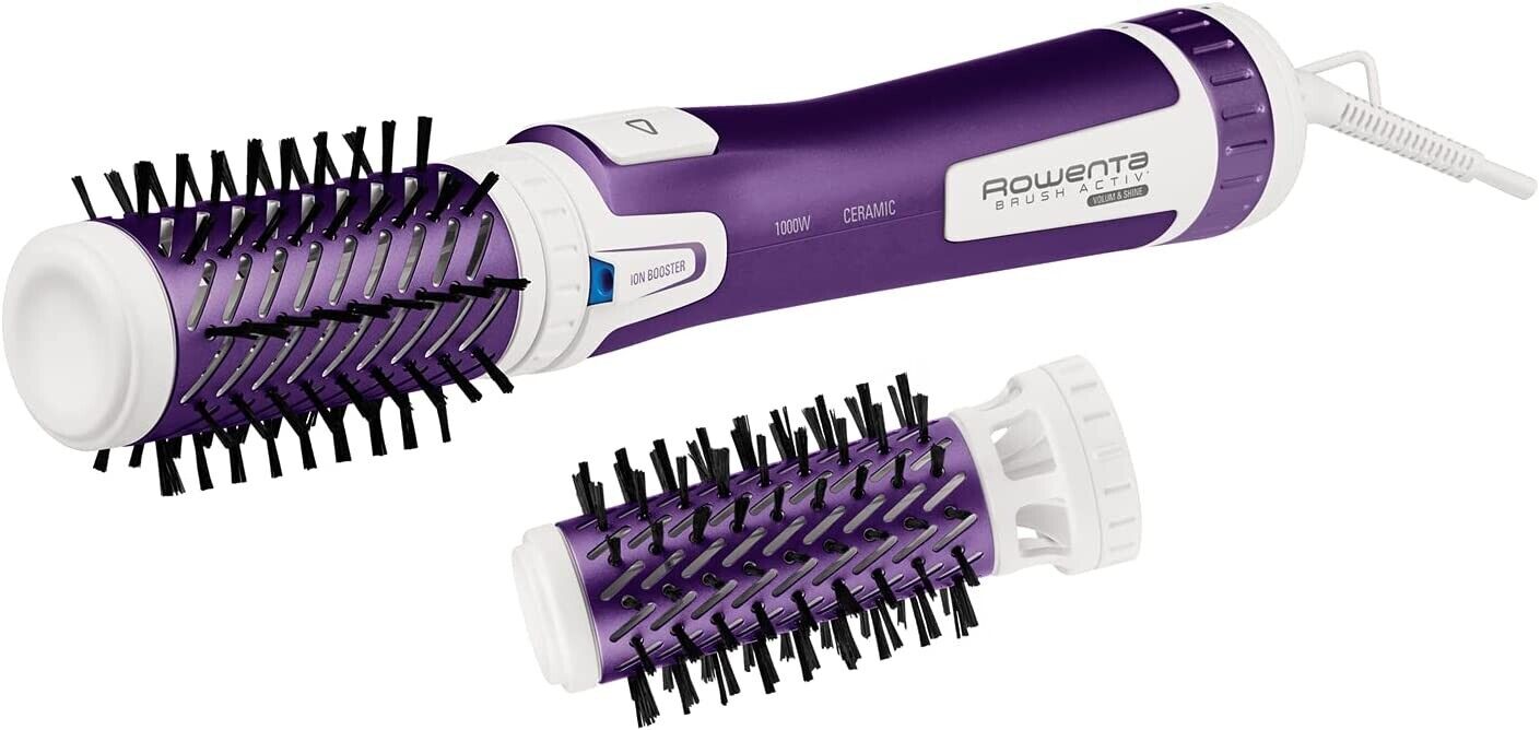 Rowenta CF9530 Rotierende Warmluftbürste Brush Activ Volume & Shine | Keramikbeschichtung | 3 Geschwindigkeitsstufen und Kaltstufe | Violett