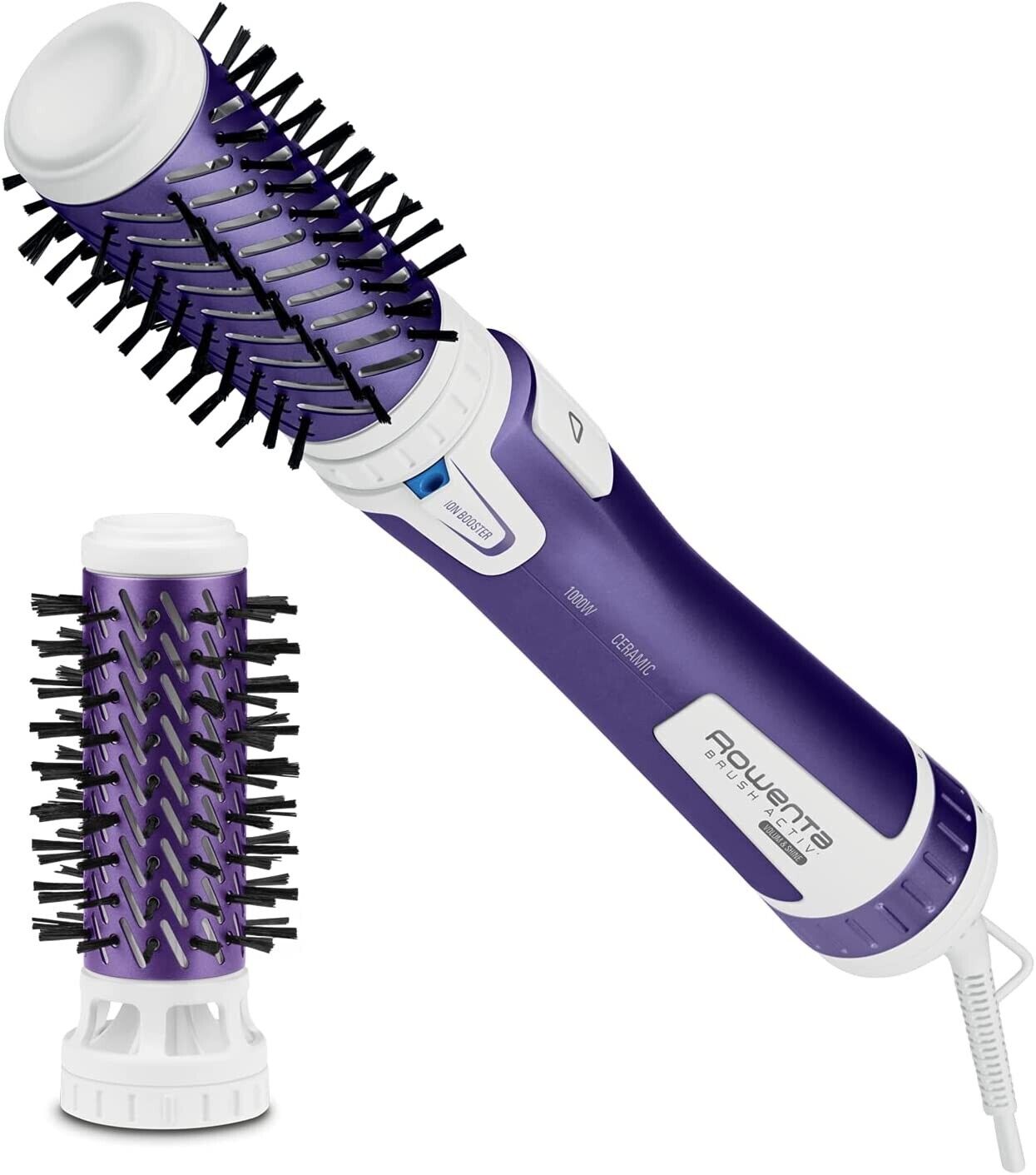 Rowenta CF9530 Rotierende Warmluftbürste Brush Activ Volume & Shine | Keramikbeschichtung | 3 Geschwindigkeitsstufen und Kaltstufe | Violett