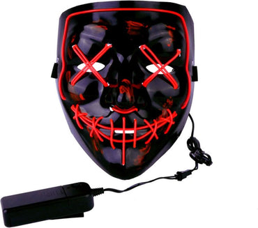 3 x MikaMax Halloween Purge LED-Maske – Anziehmaske – Halloween-LED-Maske – für jeden geeignet – verstellbares Stirnband – 3 Lichtmodi