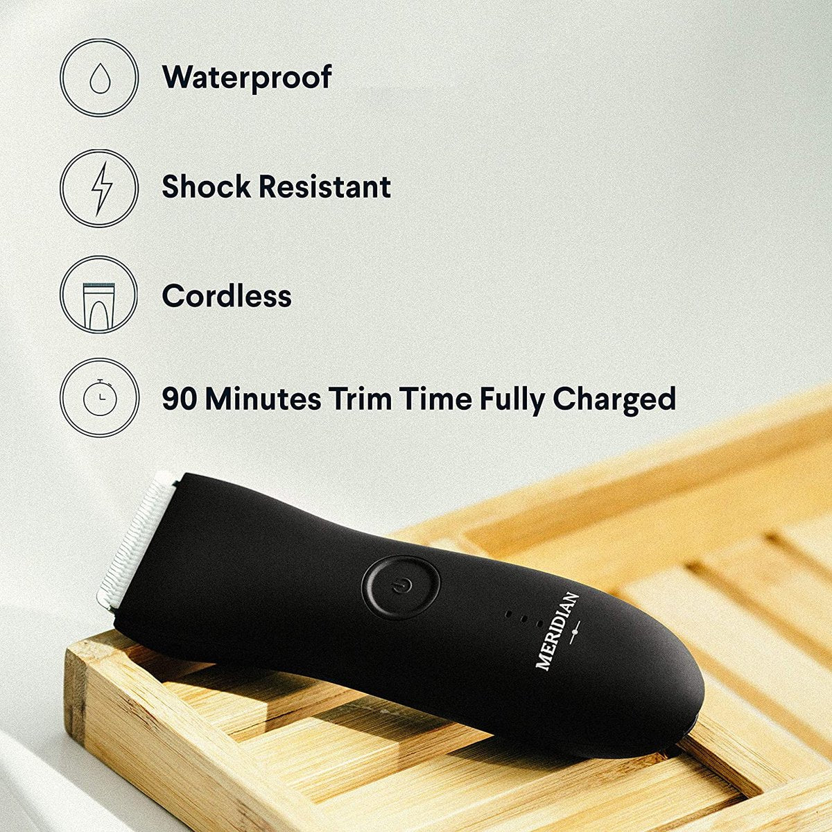 Meridian Körperhaartrimmer für Herren | Hoden Rasierer | Schamhaare, Achseln, Brust|wasserdicht | 90 Minuten Akkulaufzeit | Schwarz