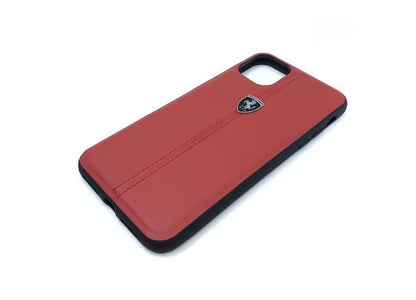 Coque arrière Ferrari en cuir pour iPhone 11 Pro Max – Rouge