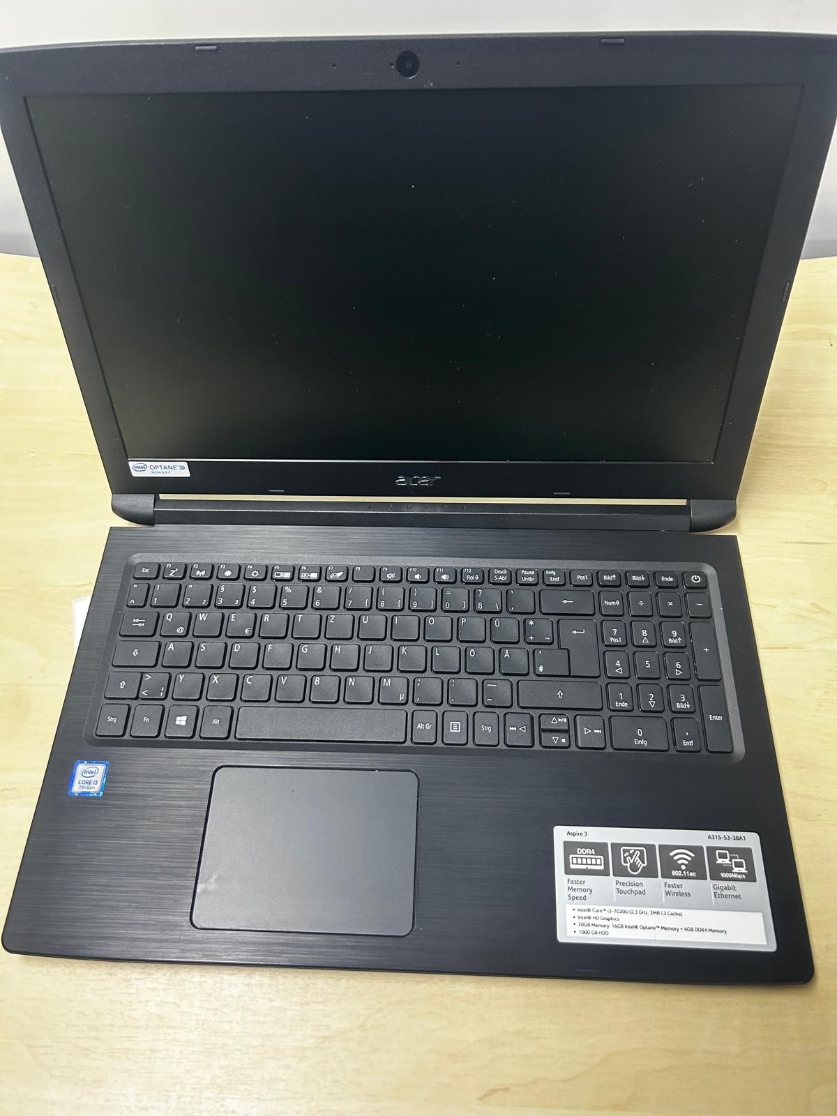 ACER ASPIRE A 315-53 7 Intel i3 7020U 7 Gen 12 GB RAM 120 GB SSD 15.6'' Notebook