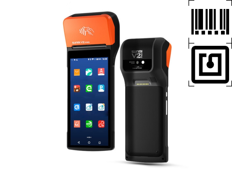 Sunmi V2 PRO Tragbarer 5.99 '' Touch Android 7.1, 58mm Thermobondrucker, 4G, NFC, 1D-CCD-Barcodescanner, T5921