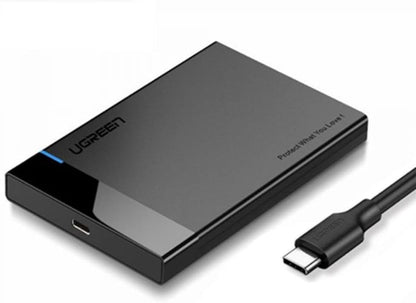 UGREEN US221 SATA Externes Lafwerksgehäuse HDD 2.5 Zoll USB 3.0 + USB-C sur USB-C 3.1 (Noir)