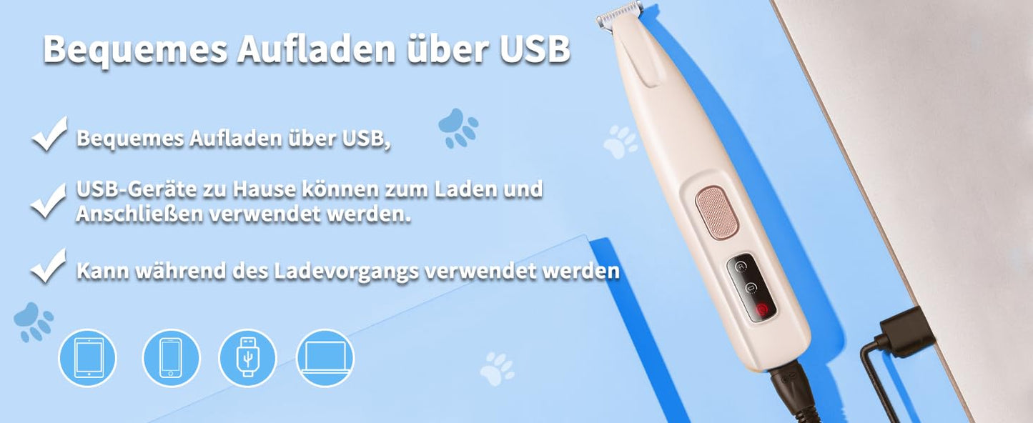 Paw Trim Pro Dr. Pfoten Pfotentrimmer, Hundeschermaschine für Hunde Extra Leise, Hundepfoten Trimmer Mit LED-Licht, Pawtrim pro-Schmerzfreie Pfotenpflege in Sekundenschnelle