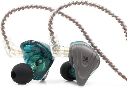 LINSOUL KZ ZSX 5BA+1DD Casque intra-auriculaire hybride HiFi avec 6 brins, plaque frontale avec réglage et câble 0,75 mm à 2 broches pour musiciens audiophile (sans micro, cyan)
