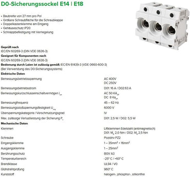 grenda-hammer® Neozed-Dichtungsbuchse mit Schraubkappen und 3 x Sicherungen (D01-3x10 Ampère (rot)